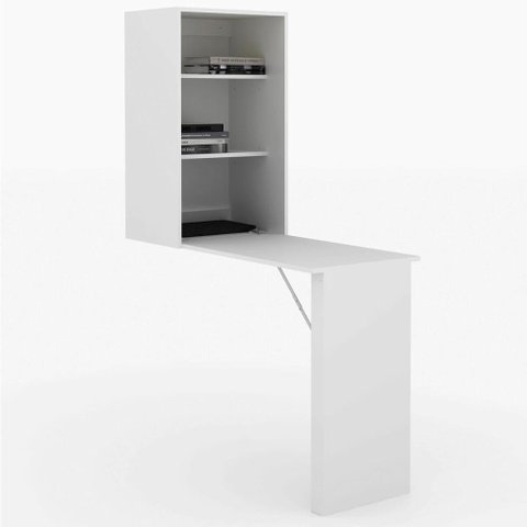 Armário de Parede Suspenso com Mesa e Prateleiras Articulável Am3106 Branco Tecnomobili