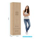 Ver imagem 5 de Guarda Roupa Solteiro 2 Portas e Cômoda 4 Gavetas Carvalho Menu Móveis