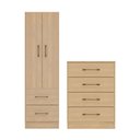 Ver imagem 2 de Guarda Roupa Solteiro 2 Portas e Cômoda 4 Gavetas Carvalho Menu Móveis