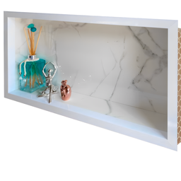 Nicho em Porcelanato Banheiro Branco Carrara 60x32cm - 6