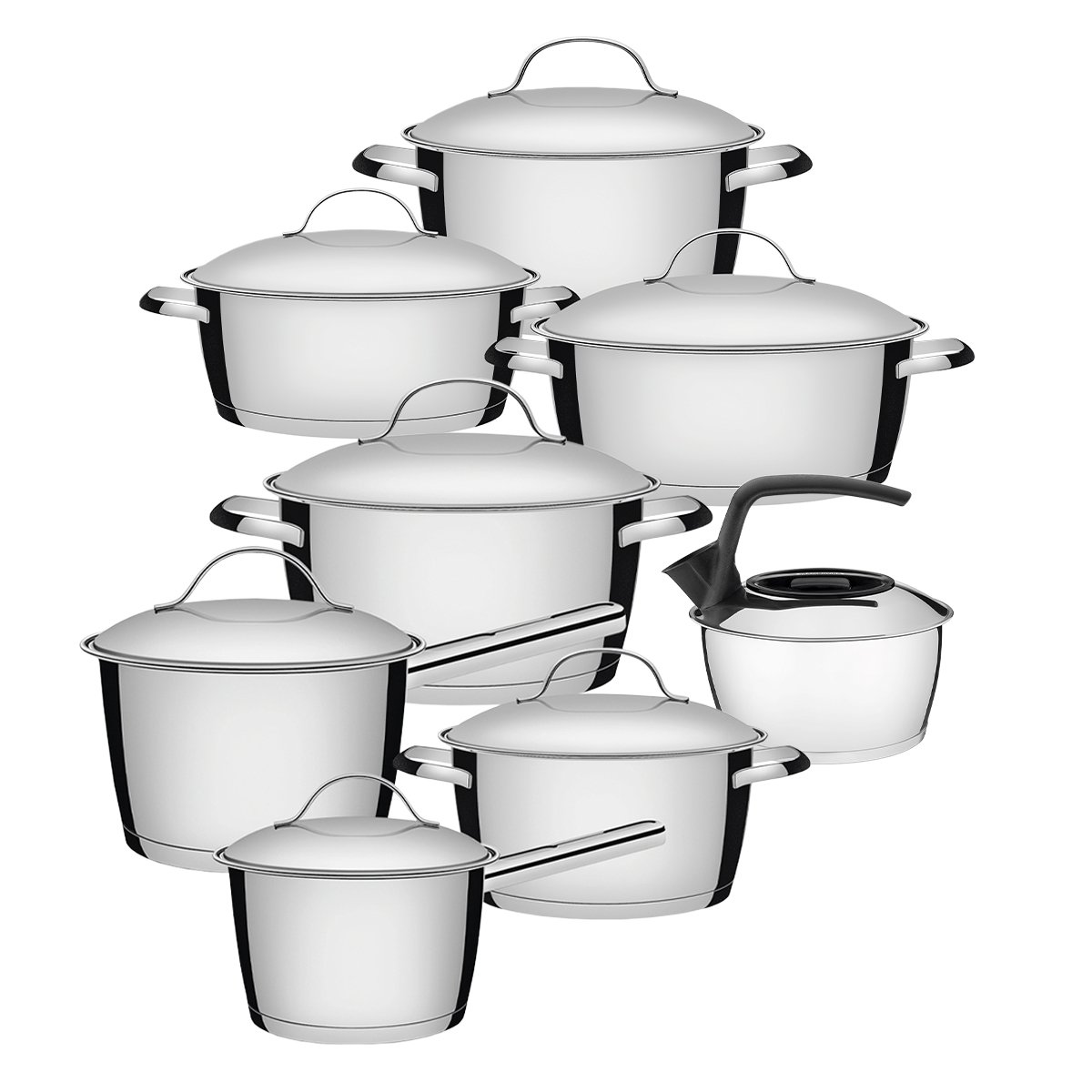 Jogo de Panelas 8 Peças Inox Fundo Triplo Allegra Tramontina