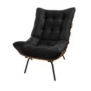 Ver imagem 1 de Poltrona Decorativa Costela de Adão com Base em Madeira e Pés em Aço Veludo Preto