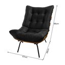 Ver imagem 3 de Poltrona Decorativa Costela de Adão com Base em Madeira e Pés em Aço Veludo Preto