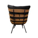 Ver imagem 2 de Poltrona Decorativa Costela de Adão com Base em Madeira e Pés em Aço Veludo Preto