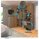 Ver imagem 4 de Quarto Home Office com Guarda Roupas e Bancada de Estudos Genebra Avelã/Grey Sky Espresso Móveis
