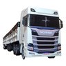 Carreta Scania R450 Rodotrem Graneleiro Madeira Miniatura - Branca - 2