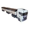 Carreta Scania R450 Rodotrem Graneleiro Madeira Miniatura - Branca - 4