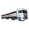 Carreta Scania R450 Rodotrem Graneleiro Madeira Miniatura - Branca - 3