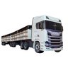 Carreta Scania R450 Rodotrem Graneleiro Madeira Miniatura - Branca - 1