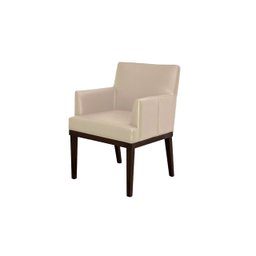 Kit 2 Poltronas Decorativa Vitória Couro Bege Pés Madeira Ms Decor - 2