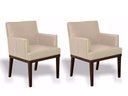 Ver imagem 1 de Kit 2 Poltronas Decorativa Vitória Couro Bege Pés Madeira Ms Decor