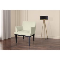 Kit 2 Poltronas Decorativa Vitória Couro Bege Pés Madeira Ms Decor - 3