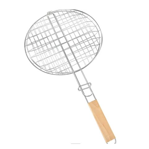 Grelha Dupla para Churrasco Inox com Cabo de Madeira