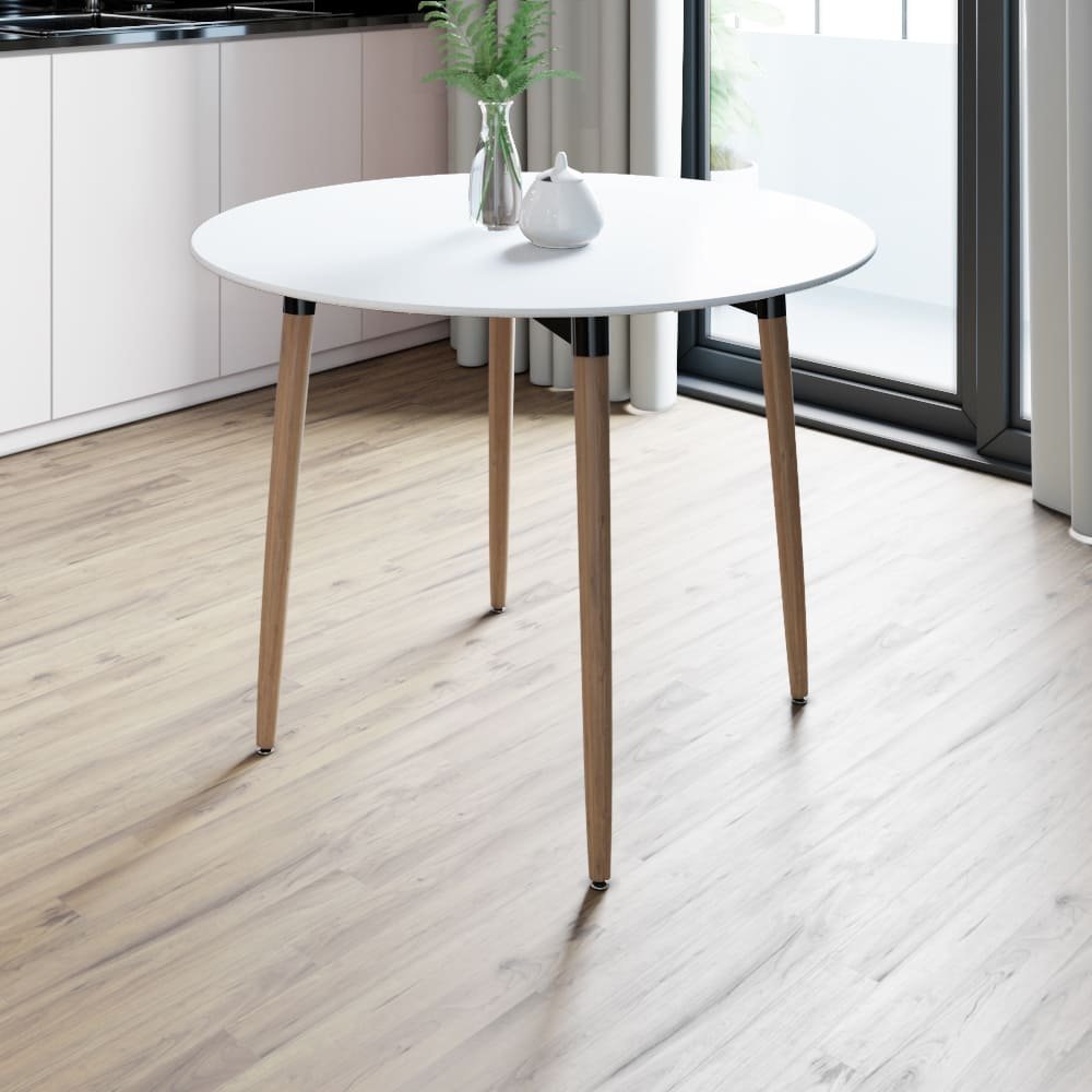 Mesa de Jantar Redonda Gardênia 70 cm com 4 Pés Palito Cor Branco - 1