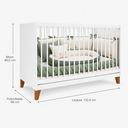 Ver imagem 4 de Berço Magia Padrão Bebê MDP Pés Madeira Estrado 3 Alturas para Colchão 130x60 - Branco