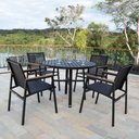 Ver imagem 6 de Conjunto Mesa Redonda 1,00m e 4 Cadeiras Verona Premium Alumínio com Braço em Madeira Preto Nossa