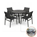 Ver imagem 1 de Conjunto Mesa Redonda 1,00m e 4 Cadeiras Verona Premium Alumínio com Braço em Madeira Preto Nossa