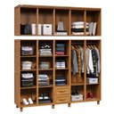 Ver imagem 2 de Guarda-roupa Casal 10 Portas e 2 Gavetas com Espelho em Madeira Dallas Carvalho - Straub Web