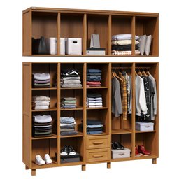 Guarda-roupa Casal 10 Portas e 2 Gavetas com Espelho em Madeira Dallas Carvalho - Straub Web - 2
