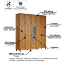 Ver imagem 3 de Guarda-roupa Casal 10 Portas e 2 Gavetas com Espelho em Madeira Dallas Carvalho - Straub Web