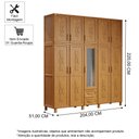 Ver imagem 4 de Guarda-roupa Casal 10 Portas e 2 Gavetas com Espelho em Madeira Dallas Carvalho - Straub Web