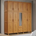 Ver imagem 1 de Guarda-roupa Casal 10 Portas e 2 Gavetas com Espelho em Madeira Dallas Carvalho - Straub Web
