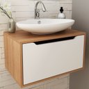 Ver imagem 2 de Balcao Gabinete 60 Cm 1 Porta Basculante Bn3646 Amendoa Branco Tecno Mobili