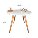 Ver imagem 2 de Mesa Jantar Pés Palitos Tampo Redondo Vidro Laqueado 100cm Branco