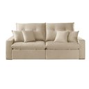 Ver imagem 5 de Sofá com Chaise A303 3 Lugares Retrátil e Reclinável 250cm Bege Claro Linho