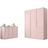 Conjunto Quarto Infantil Pérola com Guarda Roupa 3 Portas 4 Gavetas e Cômoda Rosê - Phoenix Baby - 2