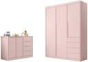 Ver imagem 2 de Conjunto Quarto Infantil Pérola com Guarda Roupa 3 Portas 4 Gavetas e Cômoda Rosê - Phoenix Baby