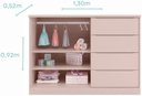 Ver imagem 4 de Conjunto Quarto Infantil Pérola com Guarda Roupa 3 Portas 4 Gavetas e Cômoda Rosê - Phoenix Baby