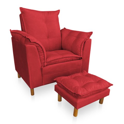 Poltrona Trono Cadeira do Papai Noel Natal com Puff