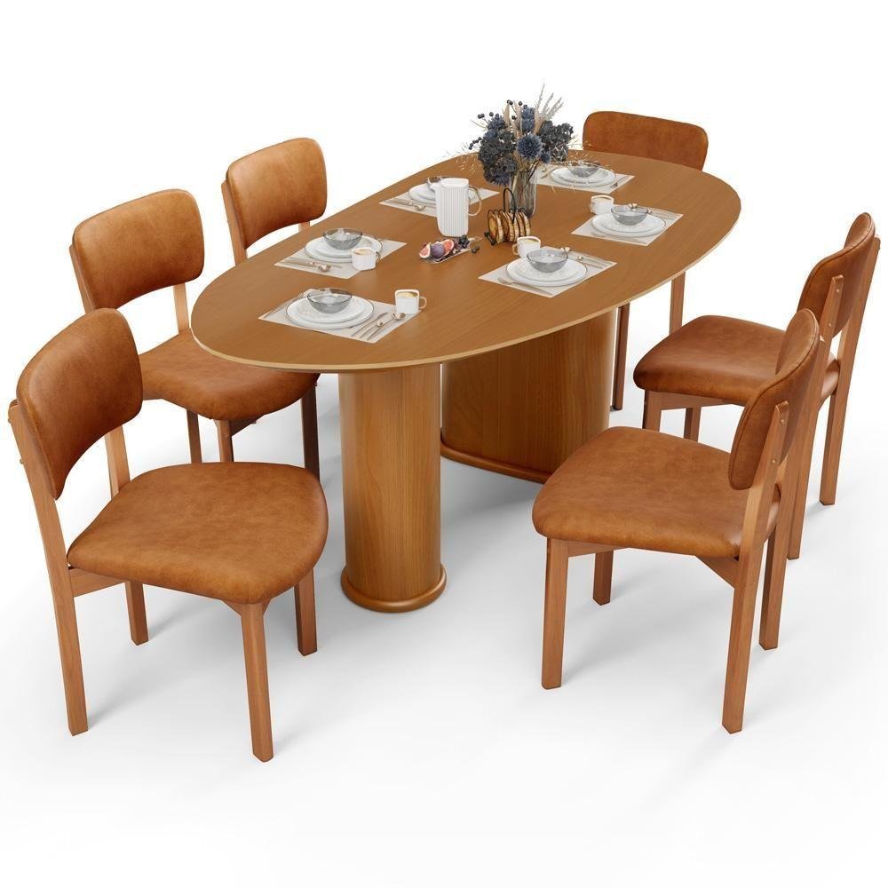 Mesa para Sala de Jantar Ourense com 06 Cadeiras Sala de Jantar