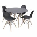 Ver imagem 1 de Conjunto Mesa Eames Preta 90cm e 4 Cadeiras Eames Pp Preta