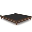 Ver imagem 1 de Cama Queen Base Box Pés Madeira 160cm Suném P05 Couríssimo Marrom Bouclê Cru - Lyam Decor