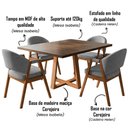 Ver imagem 2 de Mesa Restaurante Isabela 1,20 Freijó Pés Cerejeira 4 Cadeiras Helen Restaurante - Cinza Linho