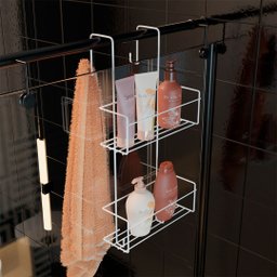Suporte de Shampoo Aço Branco Encaixe para Box 2 Prateleiras - Dicarlo - 3