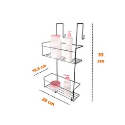 Suporte de Shampoo Aço Branco Encaixe para Box 2 Prateleiras - Dicarlo - 4