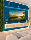 Ver imagem 1 de Conjunto Módulo Home Painel Ripado Nicho Suspenso Palina 230 Cor:Offwhite/Azulroyal