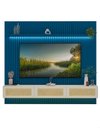 Ver imagem 2 de Conjunto Módulo Home Painel Ripado Nicho Suspenso Palina 230 Cor:Offwhite/Azulroyal