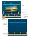 Ver imagem 4 de Conjunto Módulo Home Painel Ripado Nicho Suspenso Palina 230 Cor:Offwhite/Azulroyal