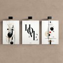 Ver imagem 2 de Kit 3 Quadro Decorativo Moderno Casa Luxo Sala Boho Abstrato Qualidade Premium 40x28cm