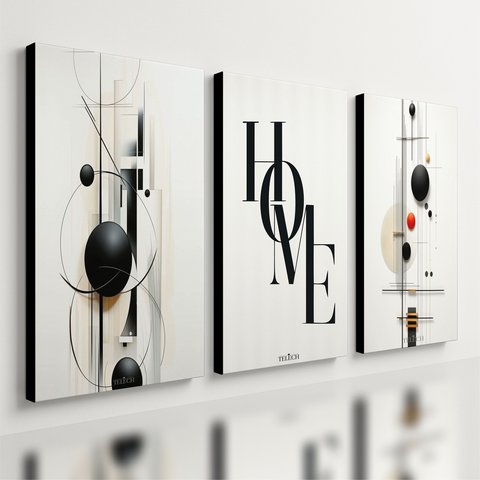 Kit 3 Quadro Decorativo Moderno Casa Luxo Sala Boho Abstrato Qualidade Premium 40x28cm
