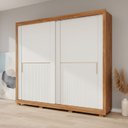Ver imagem 1 de Guarda-Roupa 2 Portas com Pé e Espelho Interno de Correr 269cm 100% MDF Diamantina Espresso Móveis Bege/Cinamomo/Off White/Grafiatto