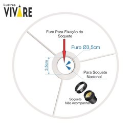 Cúpula Abajur e Luminária em Tecido Cilíndrica Vivare Cp-7025 Ø50x30cm - Bocal Nacional - Algodão Cr - 2
