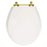 Assento Sanitário Poliéster Carina Branco para vaso Ideal Standard Com Ferragem Dourada - 1