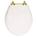 Ver imagem 1 de Assento Sanitário Poliéster Carina Branco para vaso Ideal Standard Com Ferragem Dourada