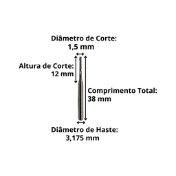 Fresa Topo 1 Corte 1,50mm X 12mm - 2