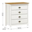 Ver imagem 4 de Cômoda para Quarto 4 Gavetas Estilo Americano 80cm Lázio F07 Branco/carvalho - Mpozenato